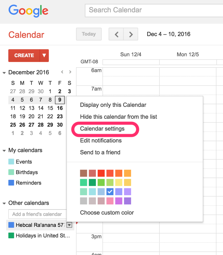 Google Calendar Jewish holidays download Hebcal