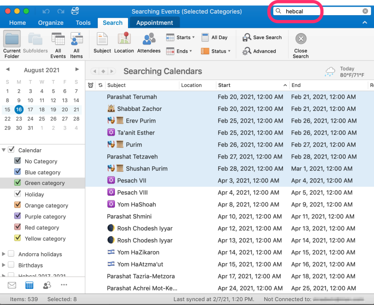 Download Microsoft Outlook Archives Hebcal