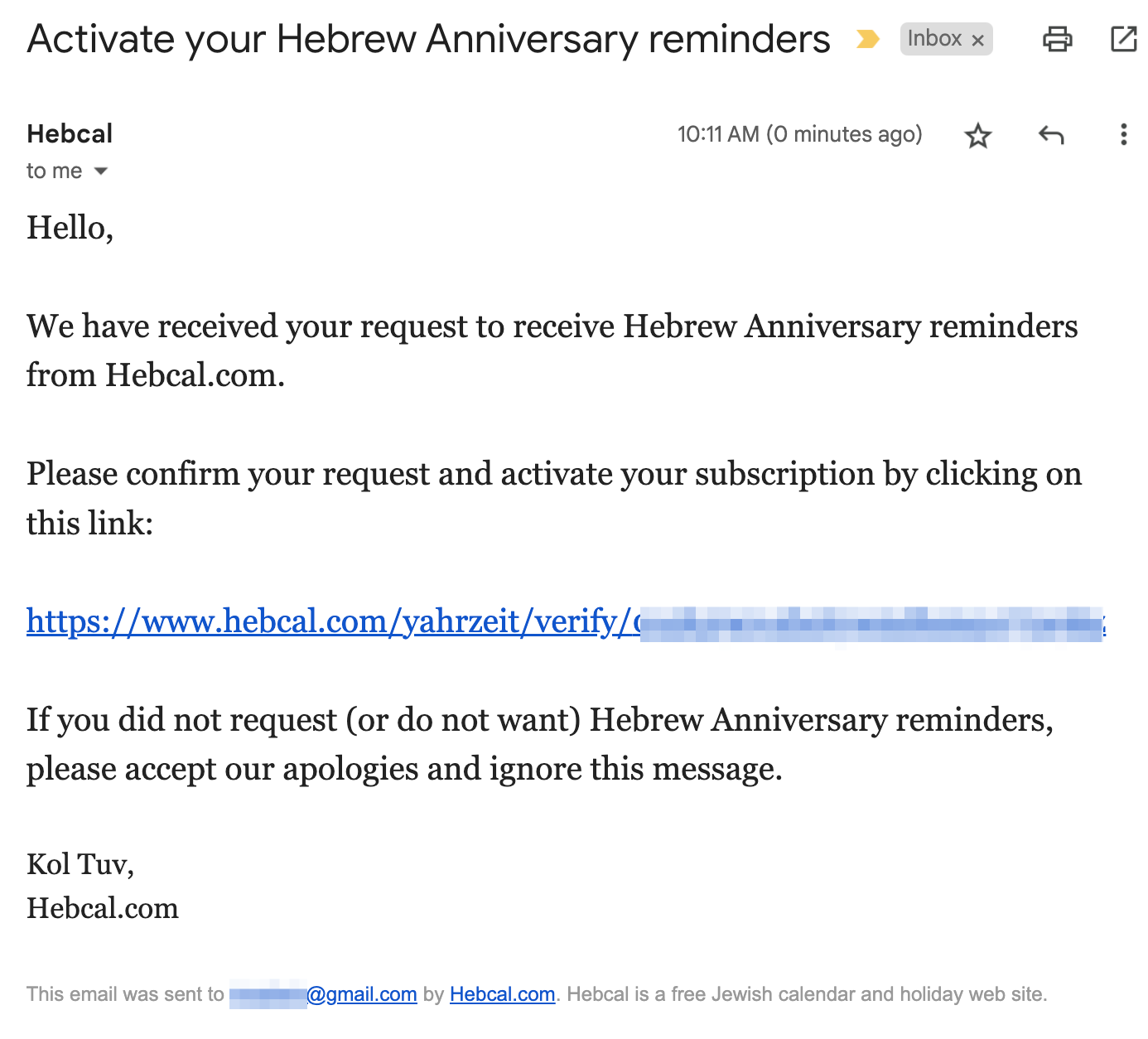 Yahrzeit + Anniversary Calendar Annual Email Reminders - Hebcal